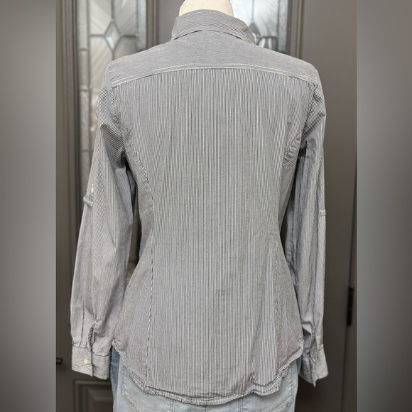 Tommy Hilfiger Women’s Black Pin Striped Long Sleeve Button Front | Size M - Picture 5 of 9